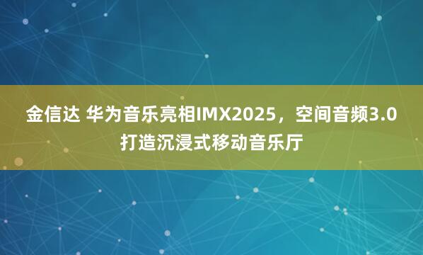 金信达 华为音乐亮相IMX2025，空间音频3.0打造沉浸式移动音乐厅