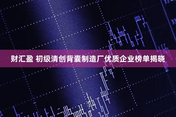 财汇盈 初级清创背囊制造厂优质企业榜单揭晓